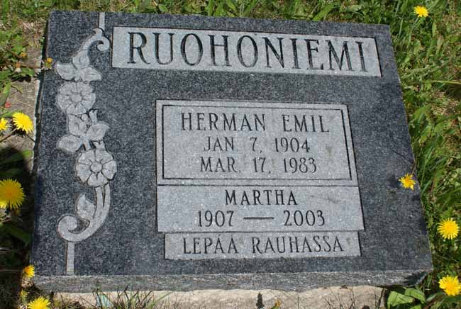Headstone image of Ruohoniemi